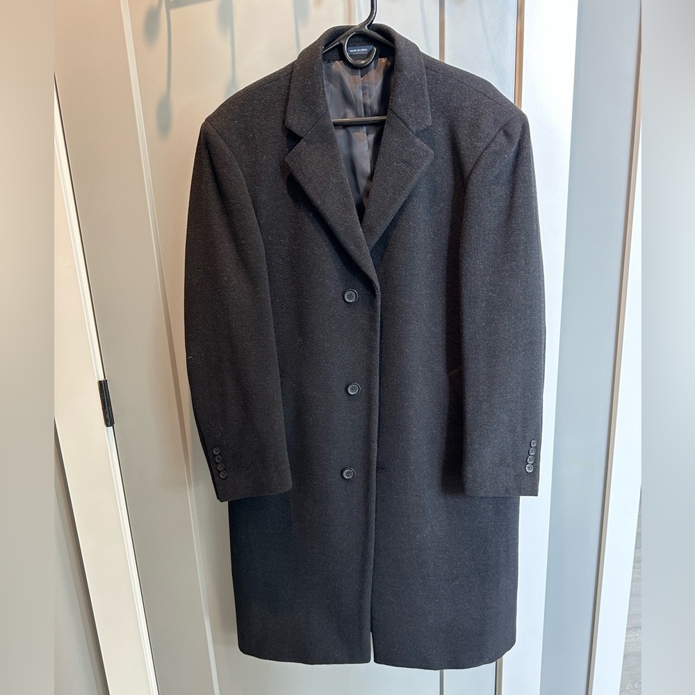 Chaps Men’s Wool Overcoat. Charcoal gray